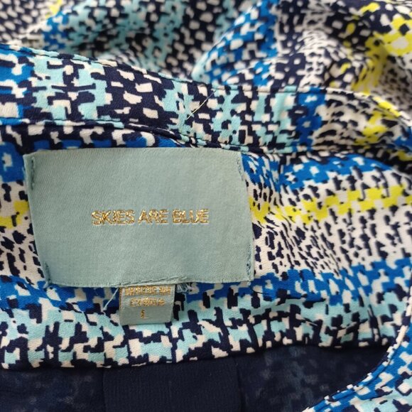 Skies Are Blue Shirt Dress Colorful Sleeveless Button Front Tie Waist Womens L - Picture 4 of 16